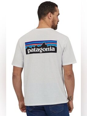 Patagonia Men's White Responsibili-Tee Logo Back Graphic T-Shirt